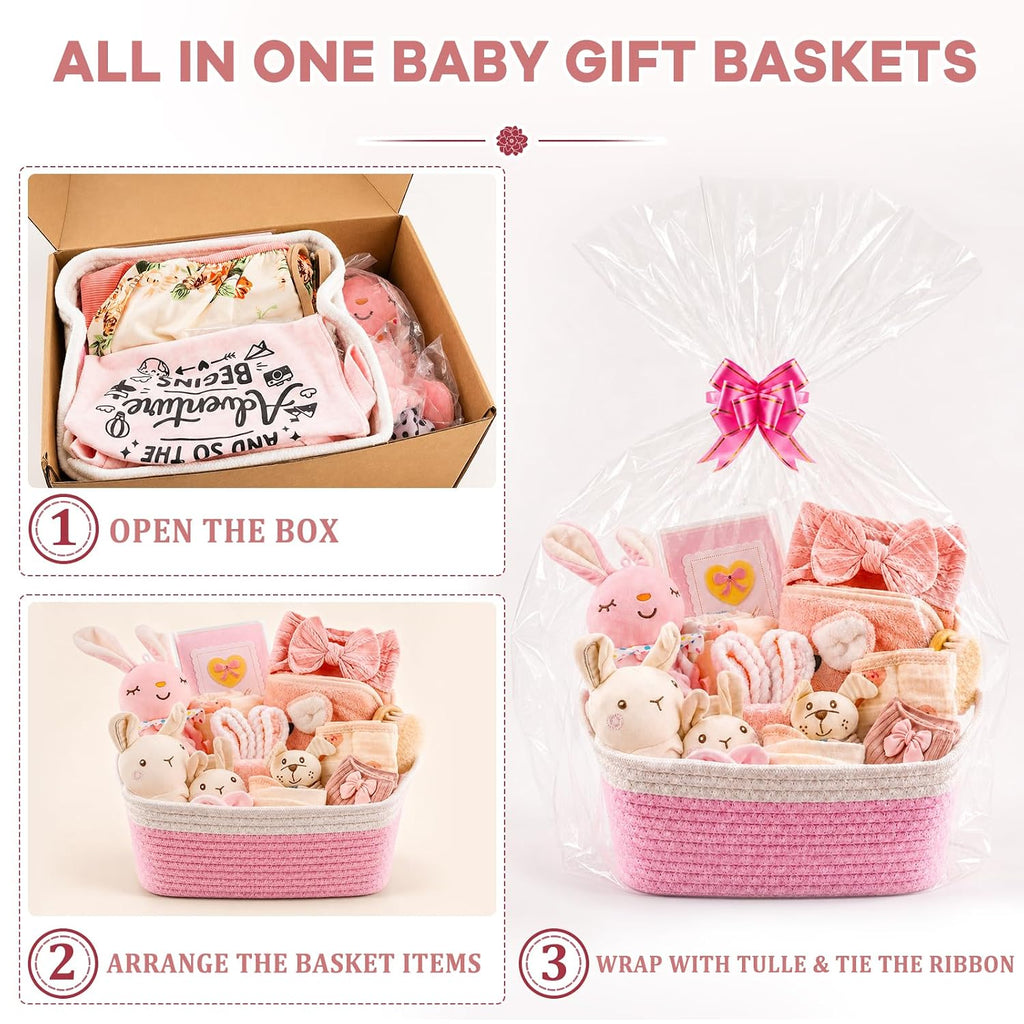 Baby Girl Gifts, Piece Baby Girl Gift Basket, Baby Girl Newborn Essentials, Baby Shower Gifts for Girls, Newborn