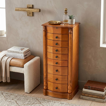 Roman Honey Oak Jewelry Armoire