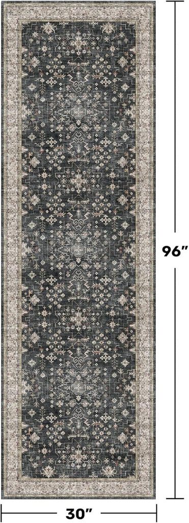 Dark Washable Long Runners for Hallways, 2'6"x8' Wide Kitchen Runner Rug, Entryway Indoor Rug, Non S