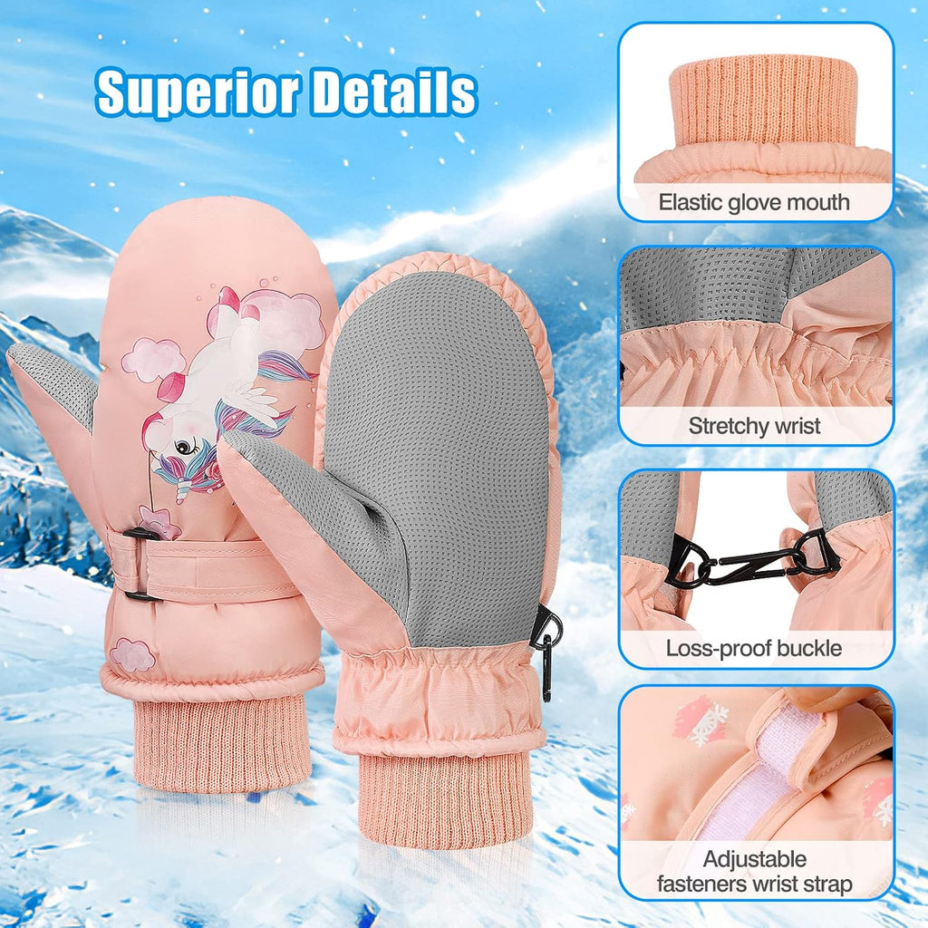 Kids Skiing Gloves, Toddler Mittens, Waterproof Mitten for Boys Girls