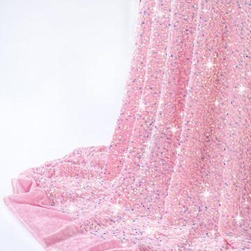 Iridescent Pink Sequin Velvet Fabric by The Yard 2 Yards