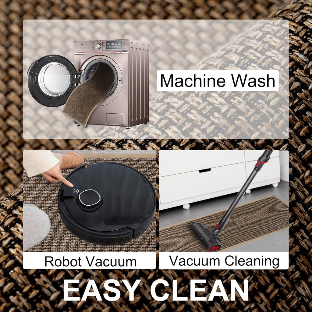 Kitchen Mat Set of 2 PCS, Cushioned Non Slip Rugs Floor, Absorbent Runner Comfort Standing Mats Washable (Brown