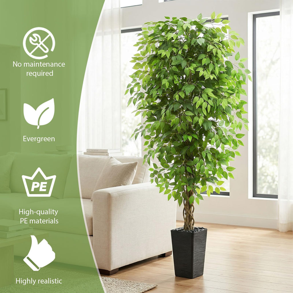 Artificial Ficus Tree 7FT, Realistic Tall Fake Plants Indoor