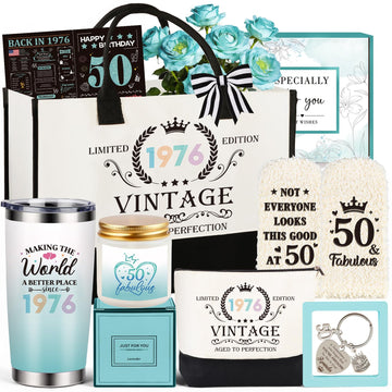 50th Birthday Gifts for Women, Vintage 1976 Happy 50th Birthday Gifts Basket for Women Unique Gift Ideas for 50 Year