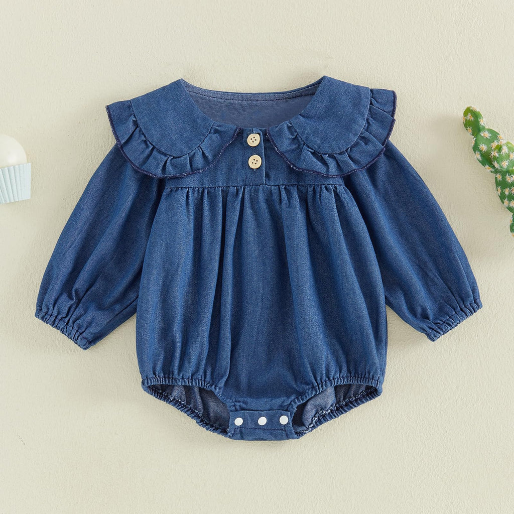 Newborn Baby Girl Romper Peter Pan Collar Bodysuit Infant Bodysuit Fall
