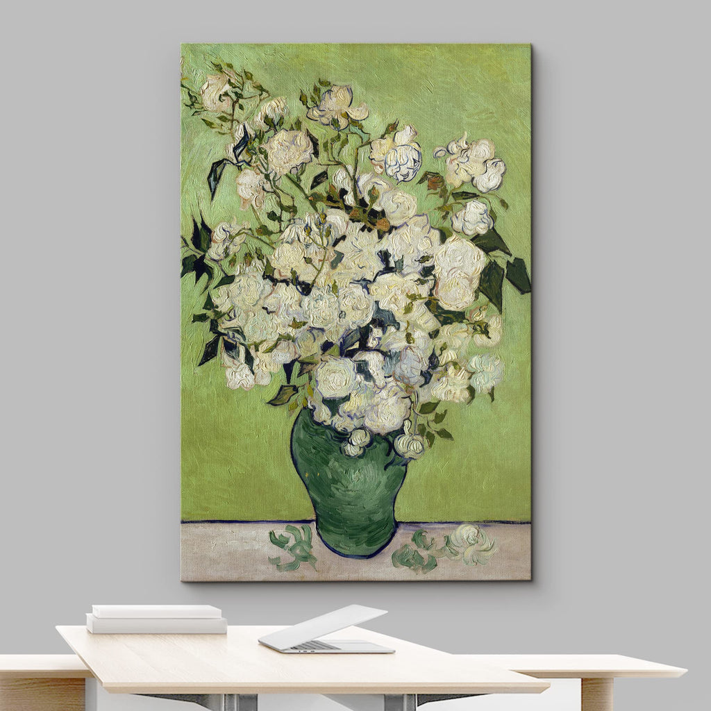 Canvas Print Wall Art Irises & Roses by Master Artist Vincent Van Gogh Nature Wilderness Illustrations Fine Art