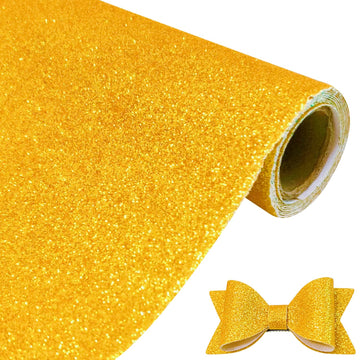 Christmas Gold Superfine Glitter Faux Leather Roll 12 x 52 inch, Shiny Fall Synthetic Leather Fabric for Holiday