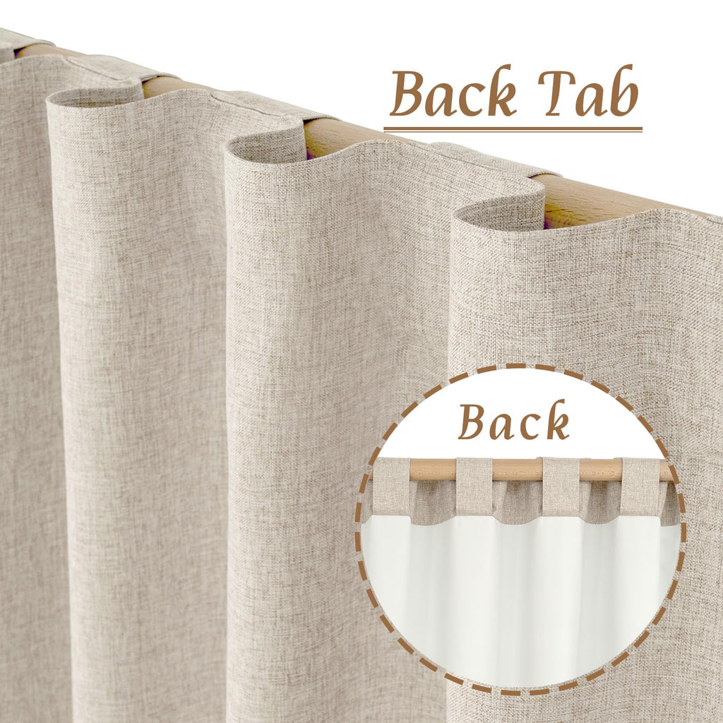 100% Blackout Linen Curtains for Cafe 40 Inch Length 2 Panels