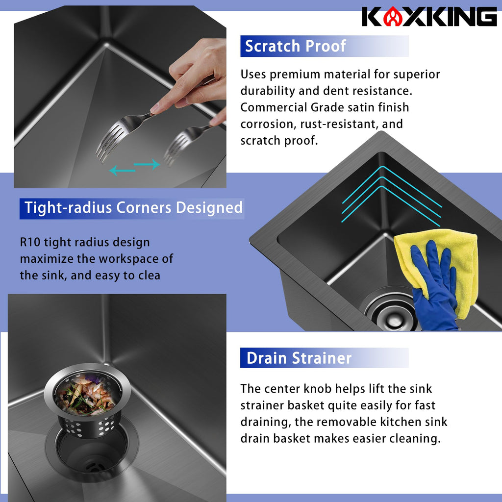 10x18 Inch Undermount Small Bar Sink, Stainless Steel