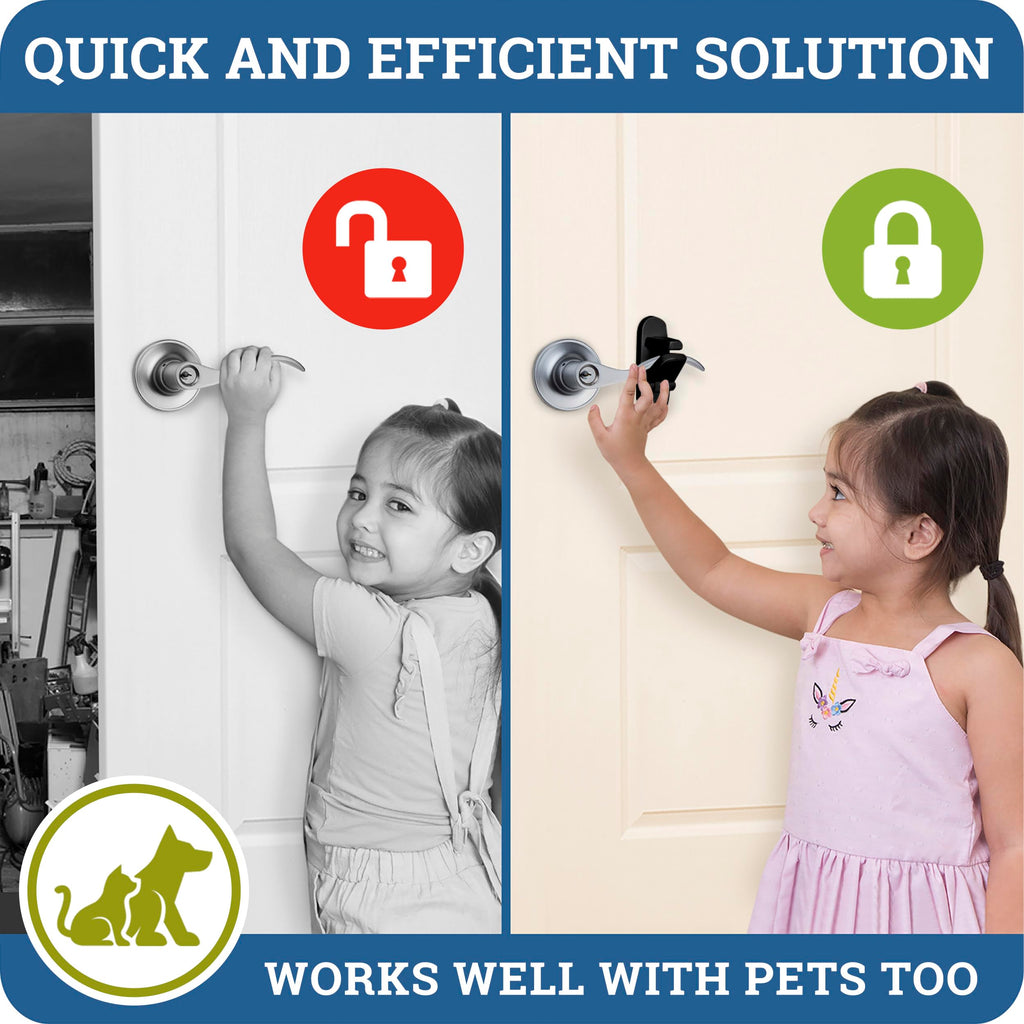 Lever Lock (4 Pack) Prevents Toddlers from Opening Doors. 3.25" L * 1.5" W * 4.5" H Easy One Hand Operation for