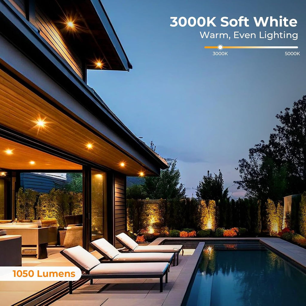 Soft White PAR38 LED Flood Light Bulbs Outdoor, 3000K Warm Glow, 13W, 100W Equivalent, 1050 Lumens, Dimmable