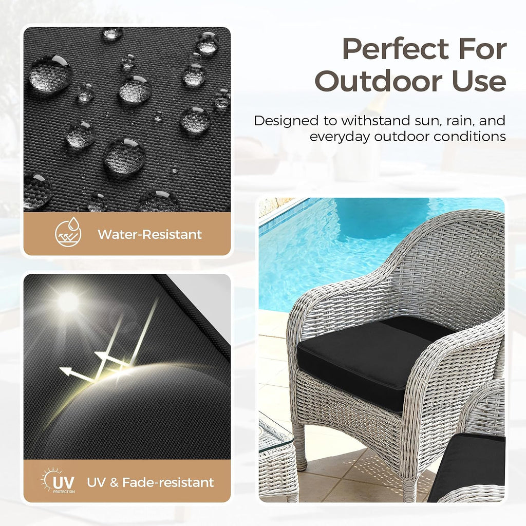 Outdoor Chair Cushions Set of 4, Water Resistant Patio Seat Cushions with Ties for Outdoor Furniture, High-Density
