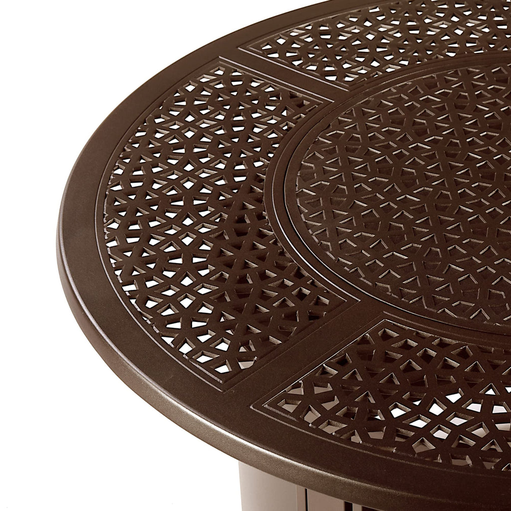 44 in. x 44 in. Aluminum Propane Fire Pit Table with Glass Beads, Two Covers, Lid, 57, 000 BTUs in Brown Finish