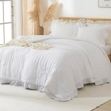 Ruffle Seersucker Comforter Set, Shabby Chic Bedding