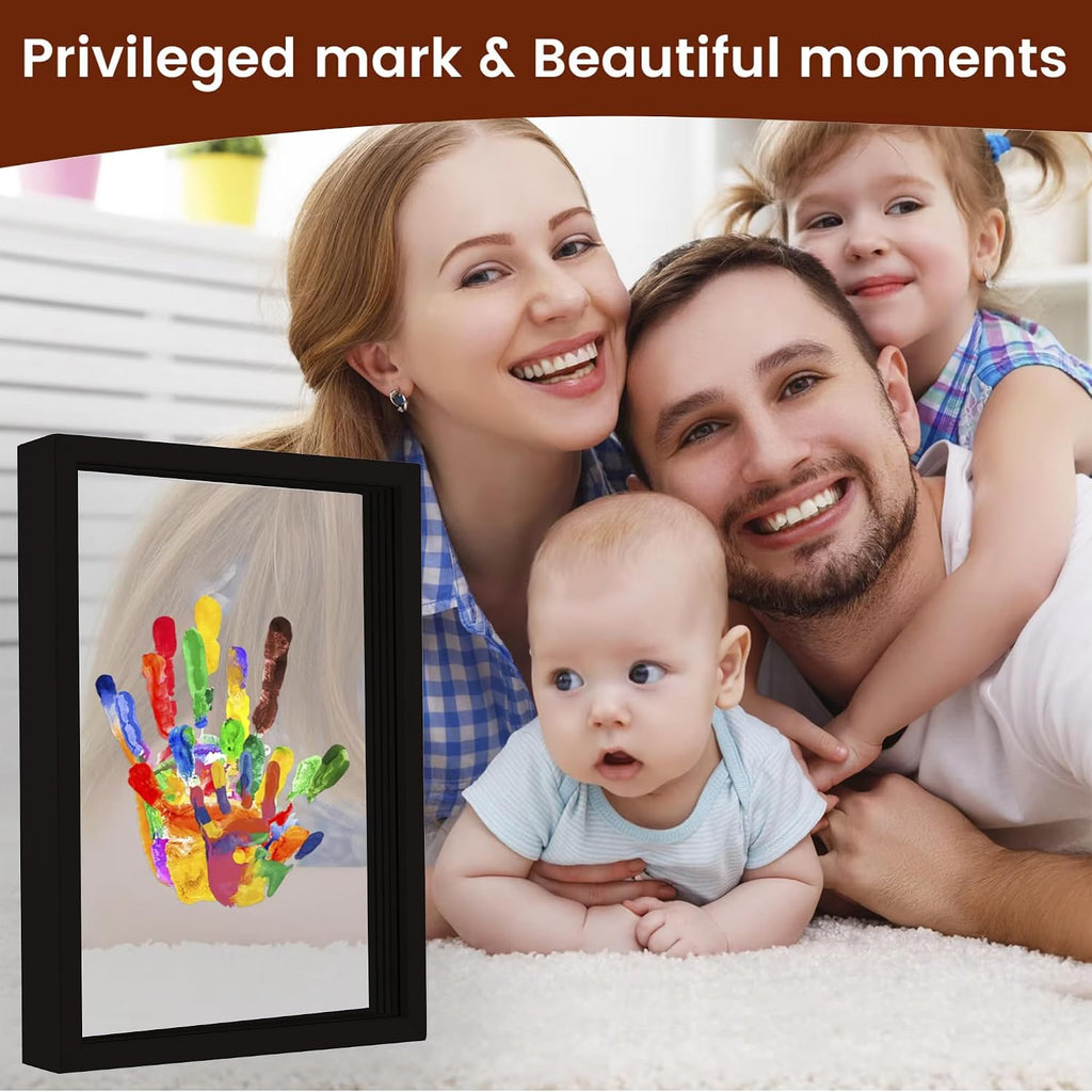 Hand and Footprint Kit for Family New Parents Mom Baby Keepsake, 5 Sheets, Black Wood Frame, Handprint Ornament