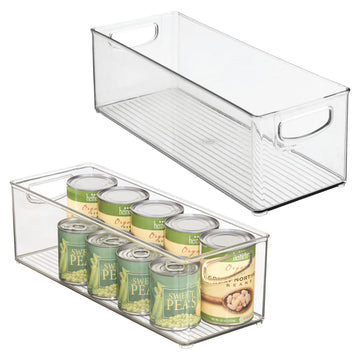 Plastic Stackable Pantry Bin with Handles, Set of 2, Clear