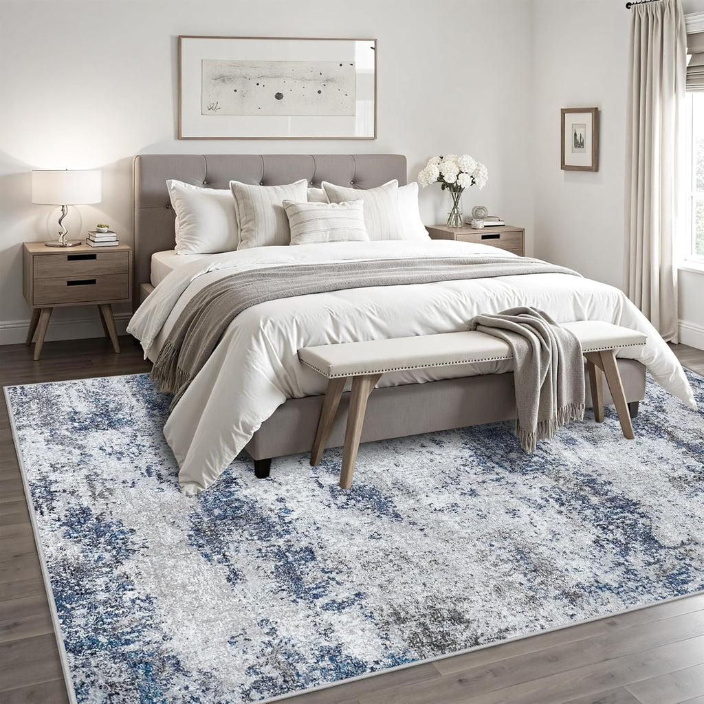 Area Rugs 8x10 Living Room Rugs: Modern Abstract Washable Rug with Non-Slip Backing