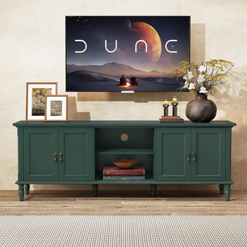 67" Vintage TV Stand for TVs up to 75 inch, Wood Entertainment Center with Storage, TV Console with Door Cabinets and