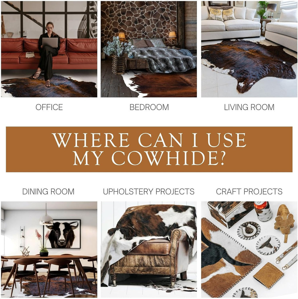 100% Genuine Dark Brindle Tricolor Cowhide Rug - Modern Style Animal Skin Rug & Floor Carpet - Home Decor Area Rug