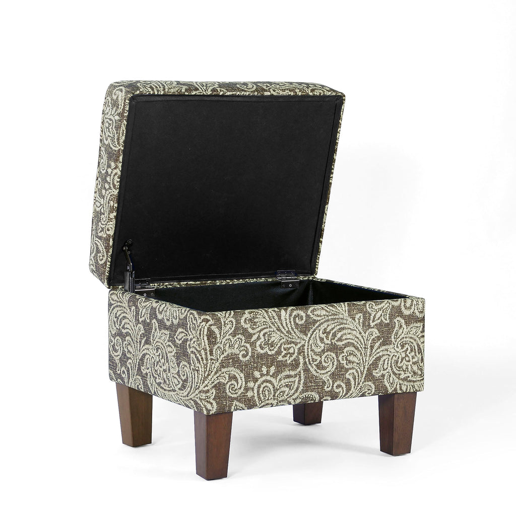 22" Dinah Collection Storage Ottoman - Brown Jacobean Print