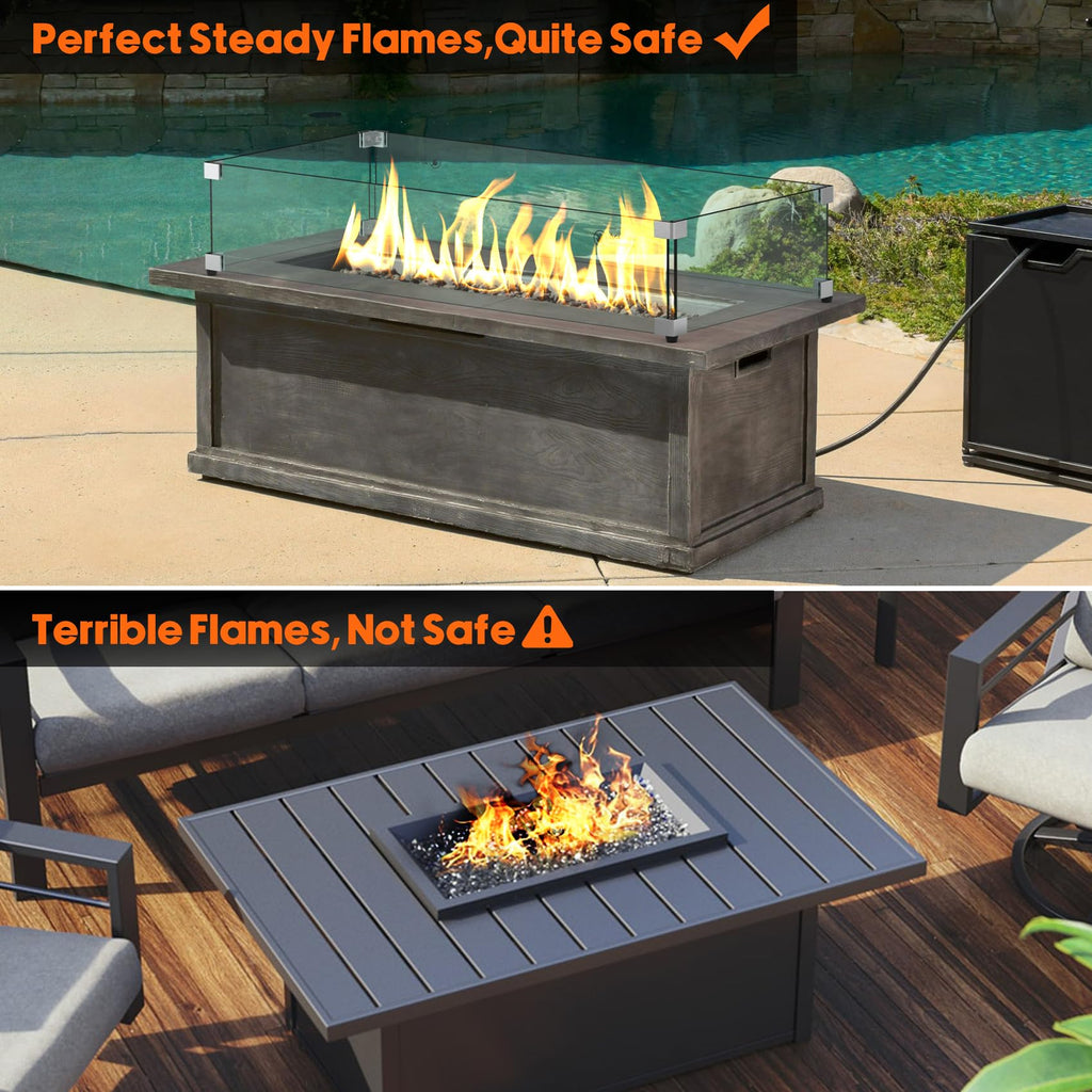 36" X 16" Rectangular Fire Pit Glass Wind Guard