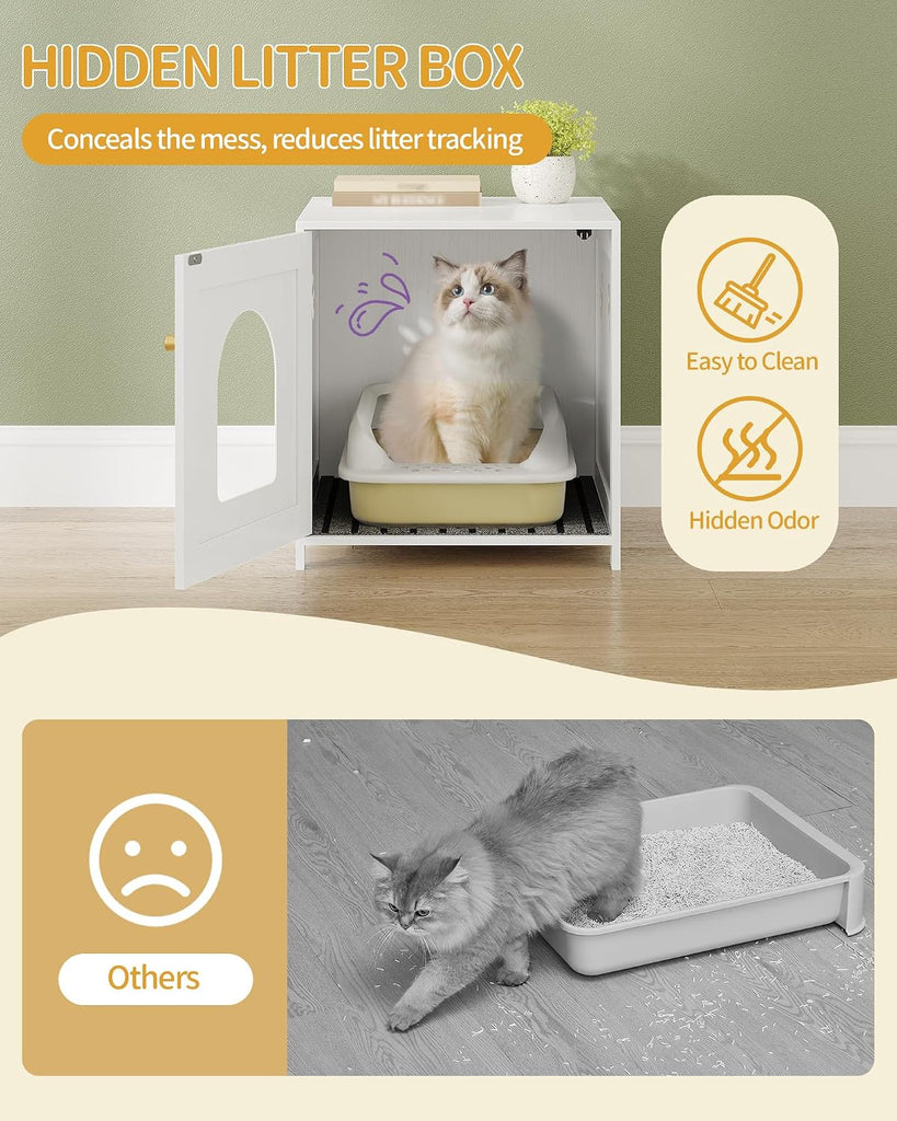 Cat Litter Box Enclosure, 21 inches Hidden Litter Box Furniture