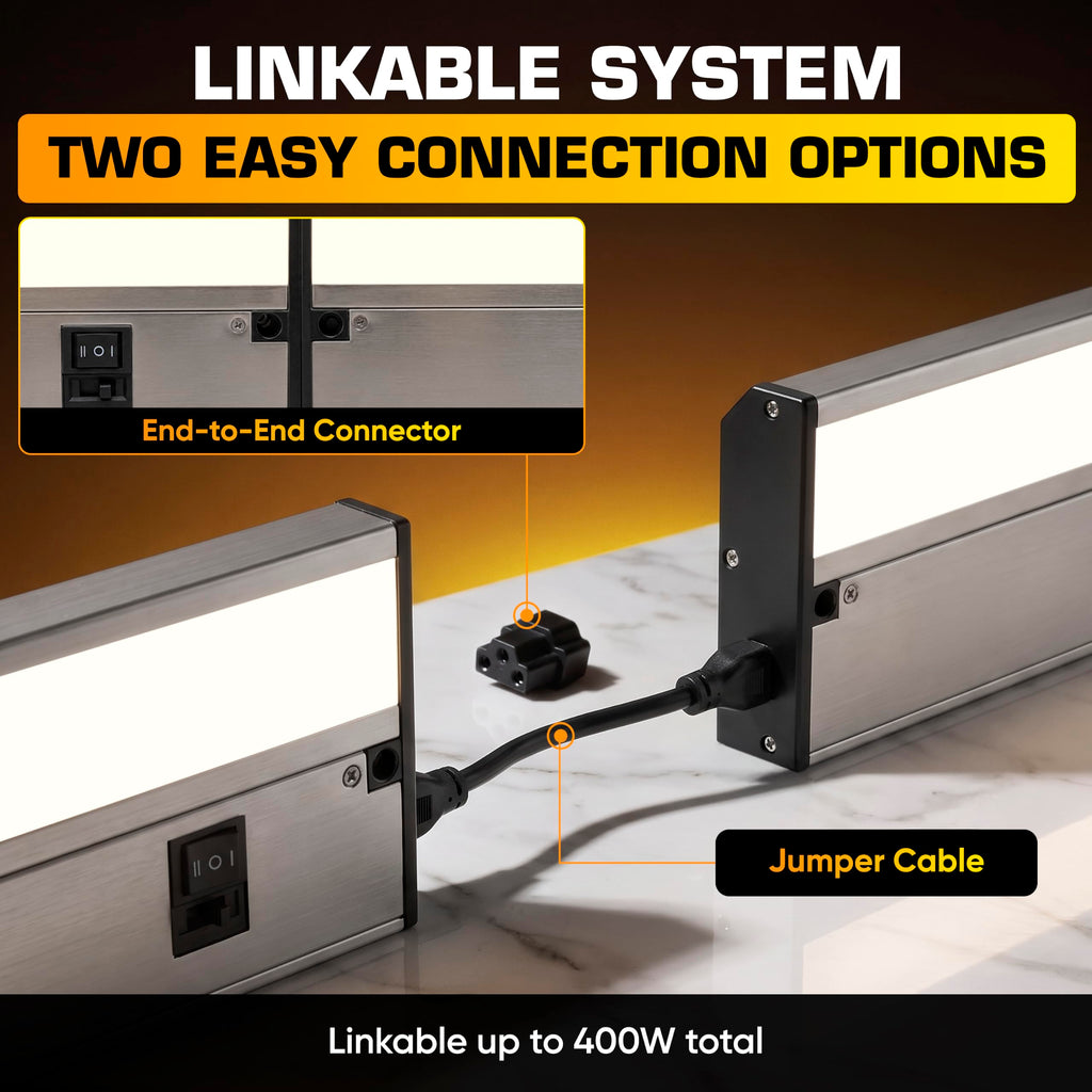 LED Under Cabinet Lighting Hardwired - 12 Inch Satin Nickel