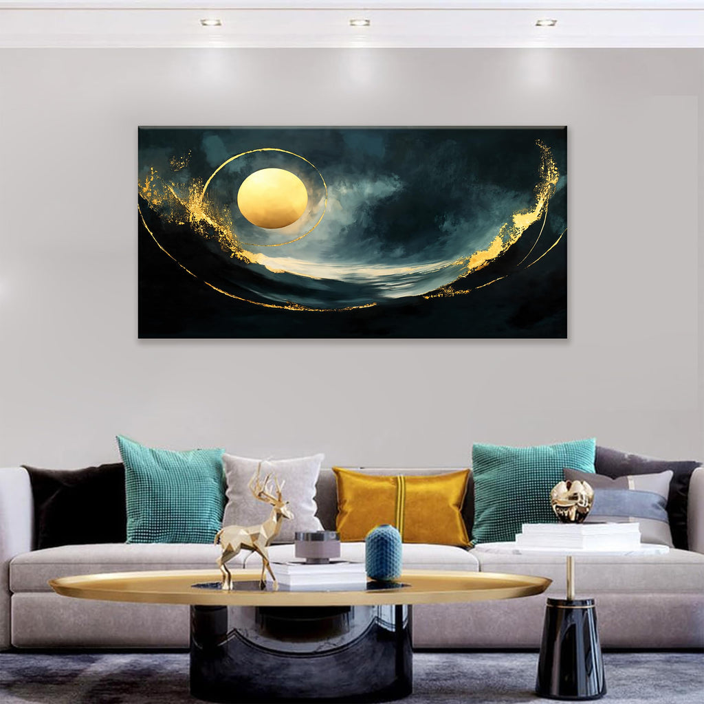 Abstract Ocean Wall Art Prints 24"x48" Blue Canvas Wall Art