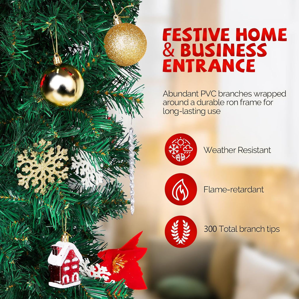 8FT Christmas Archway, 350 LED Flat Top PVC Arch