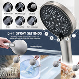 14 Inch Rain Shower Head with 5+1 Settings Handheld Spray Combo