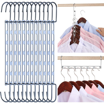 Metal Space Saving Hangers for Clothes, Collapsible Hanger Organizer 12Pack