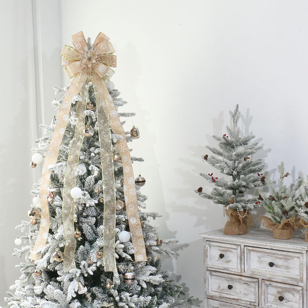 Gold Large Christmas Tree Bow Topper Decorations Indoor