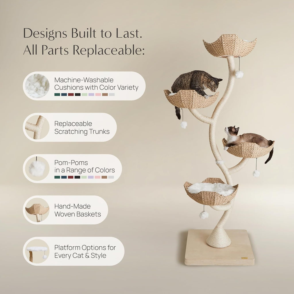73" Modern Cat Tree Tower for Large Cats, Tall Luxury Cat Condo