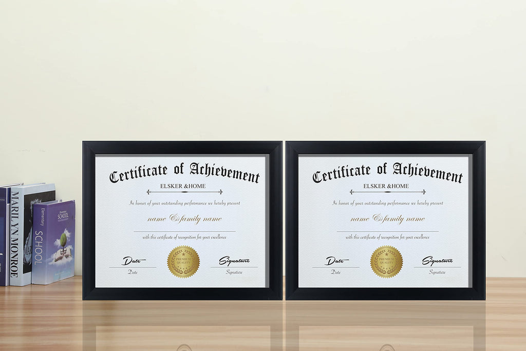 8.5x11 Certificate Frame - Classic Black Color Frame - Document&Certificate - Displays Diploma 8.5x11 Inch - For