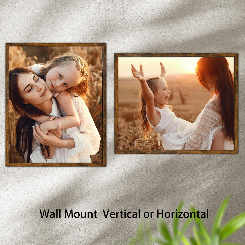 16x20 Picture Frame Rustic Brown, 16 by 20 Thin Poster Photo Frame for Wall Display, Single