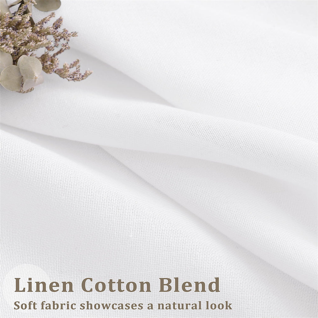 White Pleated Linen Curtains 120 Inches Long Extra Long Semi Sheer
