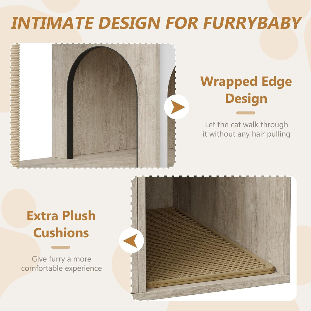 Cat Tree with Litter Box Enclosure All-in-One Cat Tower Cabinet Furniture