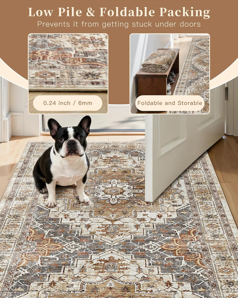 Area Rug 3x5, Washable Vintage Entryway Rugs
