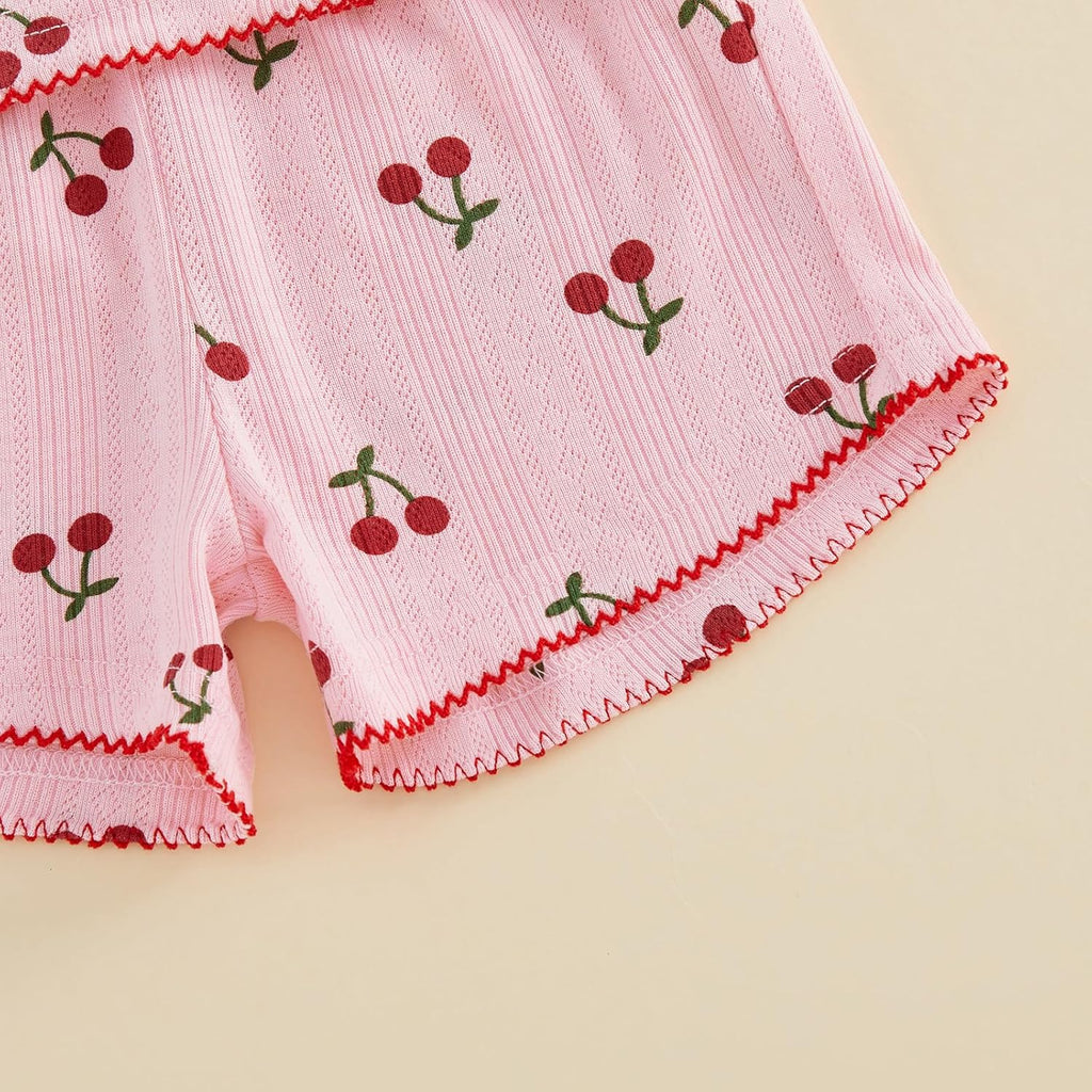 Toddler Baby Girl Pajamas Set Summer Floral Short Sleeve Cotton Shirt Top Shorts 2pcs Pjs Sets Sleepwear Loungewear