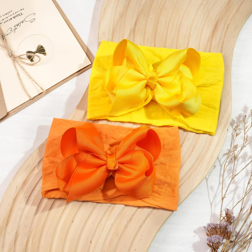20 Colors Baby Girl Headbands with 4 Inches Hair Bows Nylon Turban Head Wraps Headbands for Newborn Infants