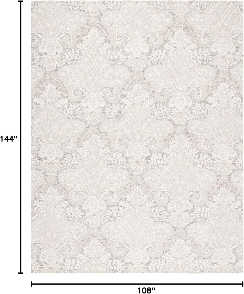 Micro-Loop Area Rug - 9' x 12', Beige, Handmade Wool