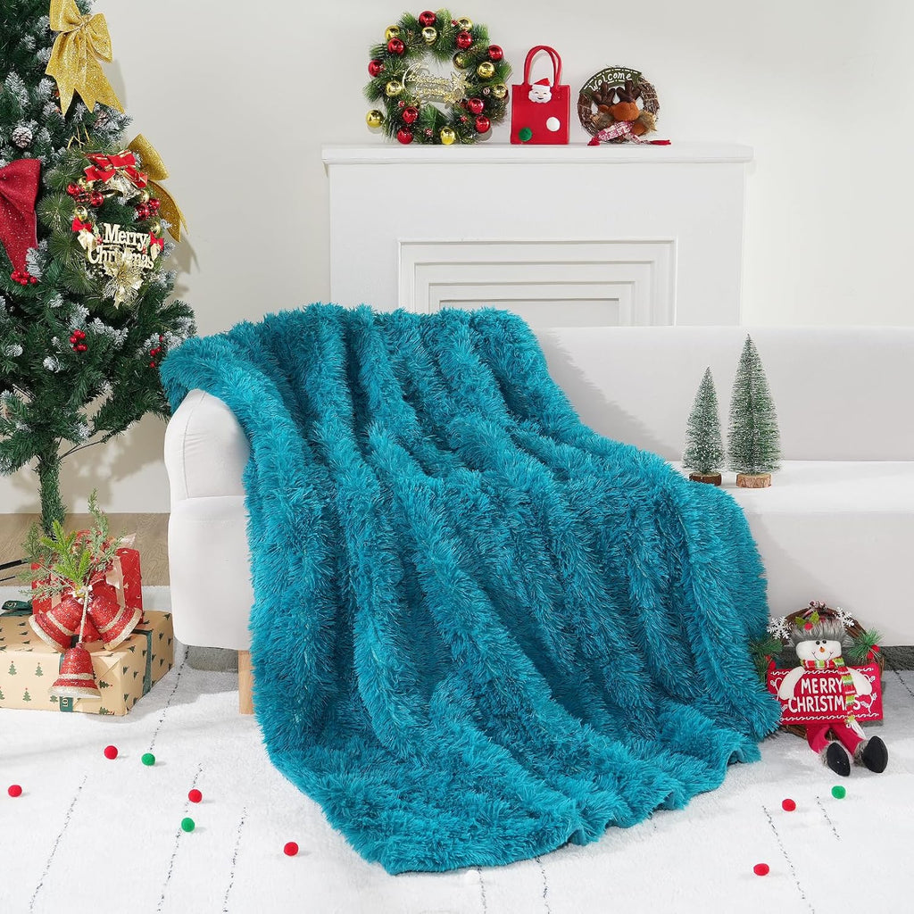 Weighted Blanket 20lbs, Faux Fur Reversible Luxury Snugly Long Fur Warm Heavy Blanket 60x80 inches, Warm Elegant