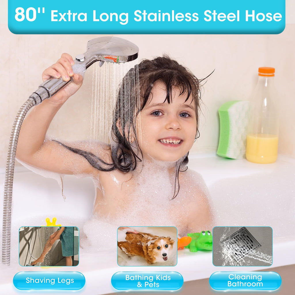 High Pressure Filtered Handheld Shower Head with Hose, Chrome