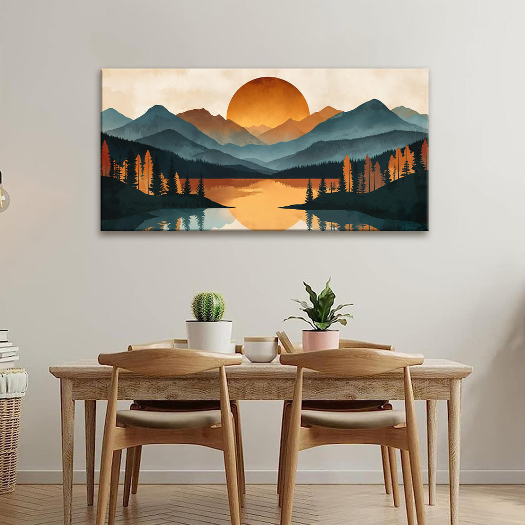 Mountain Boho Wall Art Prints Canvas Art Wall Decor Home Wall Decorations Picture Forest River Landscape Prints