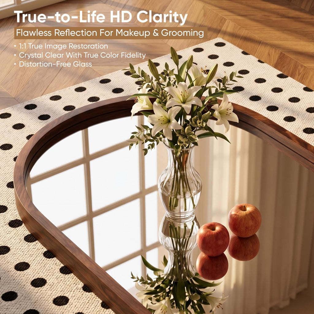 76" x 41" Arched Full Length Mirror, Solid Wood Frame Floor Mirror