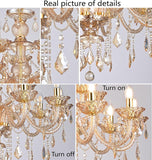 Luxury K9 Crystal Chandelier 12 Lights, Amber Gold Crystal Lighting Pendant Ceiling Fixture Modern Crystal Candle Chandeliers Lamp for Living Room, Kitchen, Foyer (12 Ligths) A110-B0CRHG6FWD