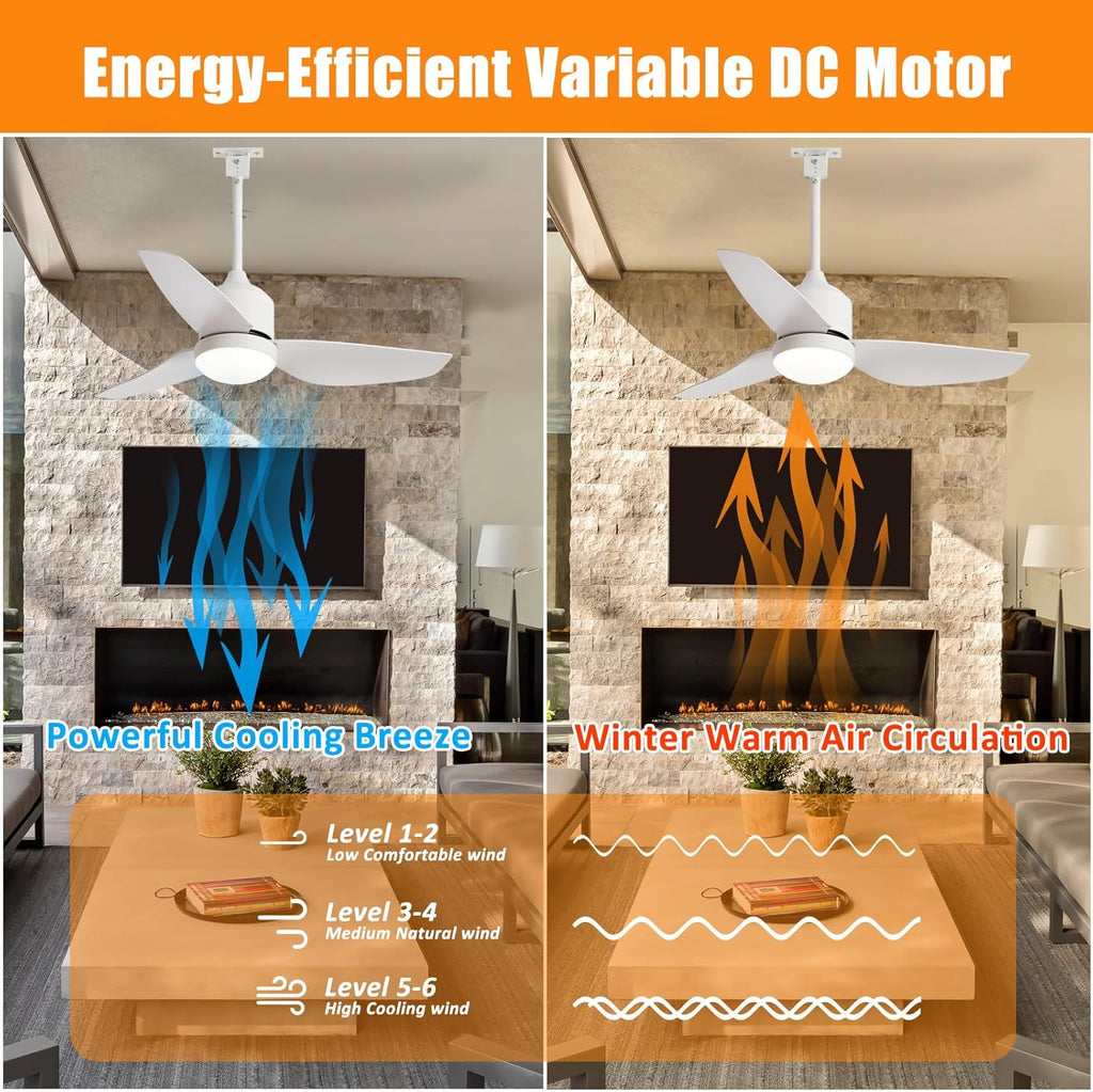 42 Inch White Waterproof Gazebo Fans with Lights Outdoor Hanging - Plug in Remote App Control for Patio Indoor Farmhouse Porch - 6 Speed Reversible DC Motor A101-B0F4NKYBWR