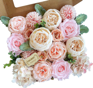 Peonies Artificial Flowers Pink Silk Roses Blush Peony Bulk for DIY Wedding Bouquet Bridal Shower Decorations Fake
