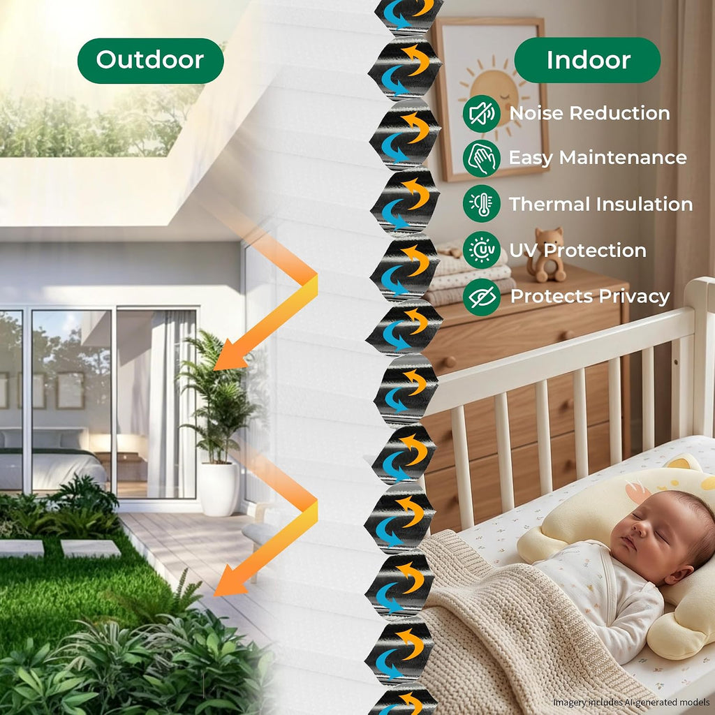 Top Down Bottom Up Cordless Cellular Shades,Thermal Insulation Honeycomb Blinds Windows,(Clear White,21"x48")