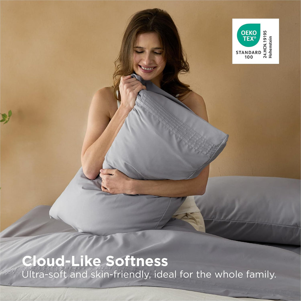 Deep Pocket King Sheet Set - Fits Mattresses Up to 21 Inches Thick - 4 Piece GentleSoft Bed Sheets, Moisture Wicking